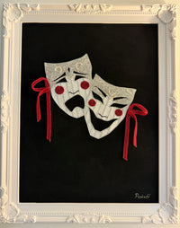 Tragedy & Comedy - Embroidered Art