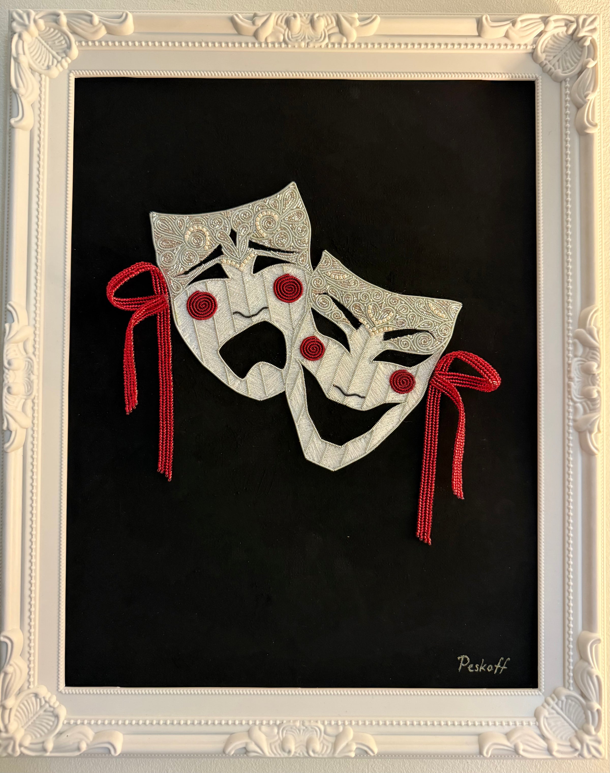 Tragedy & Comedy - Embroidered Art