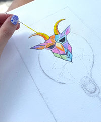 Zodiac Goat - Embroidery on Canvas