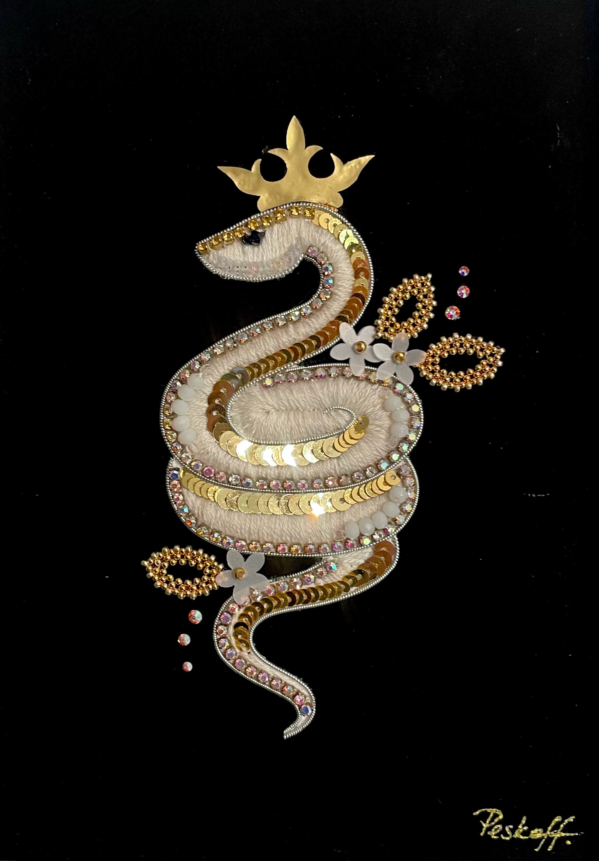 Zodiac Snake - Embroidery on Canvas