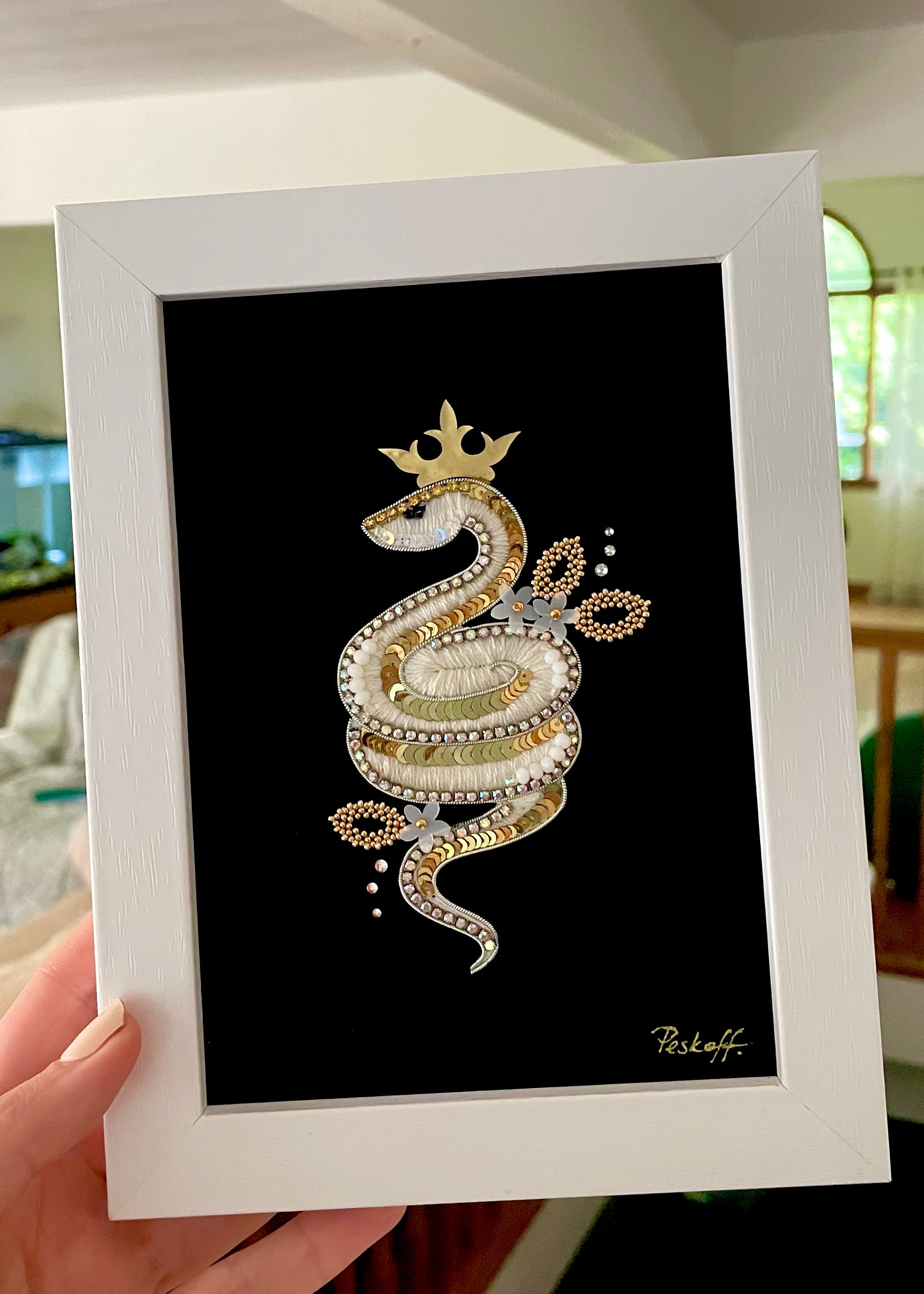 Zodiac Snake - Embroidery on Canvas