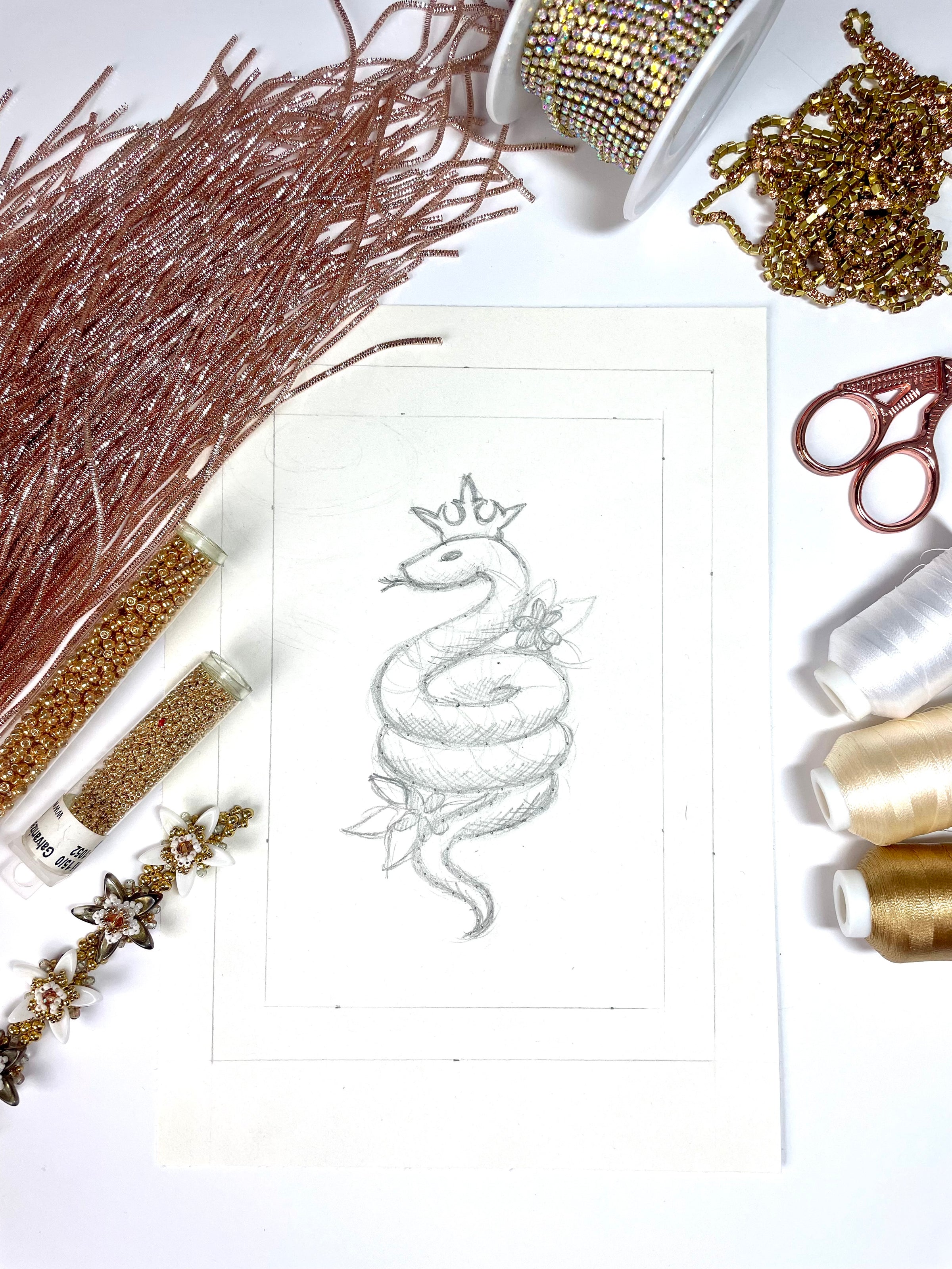 Zodiac Snake - Embroidery on Canvas