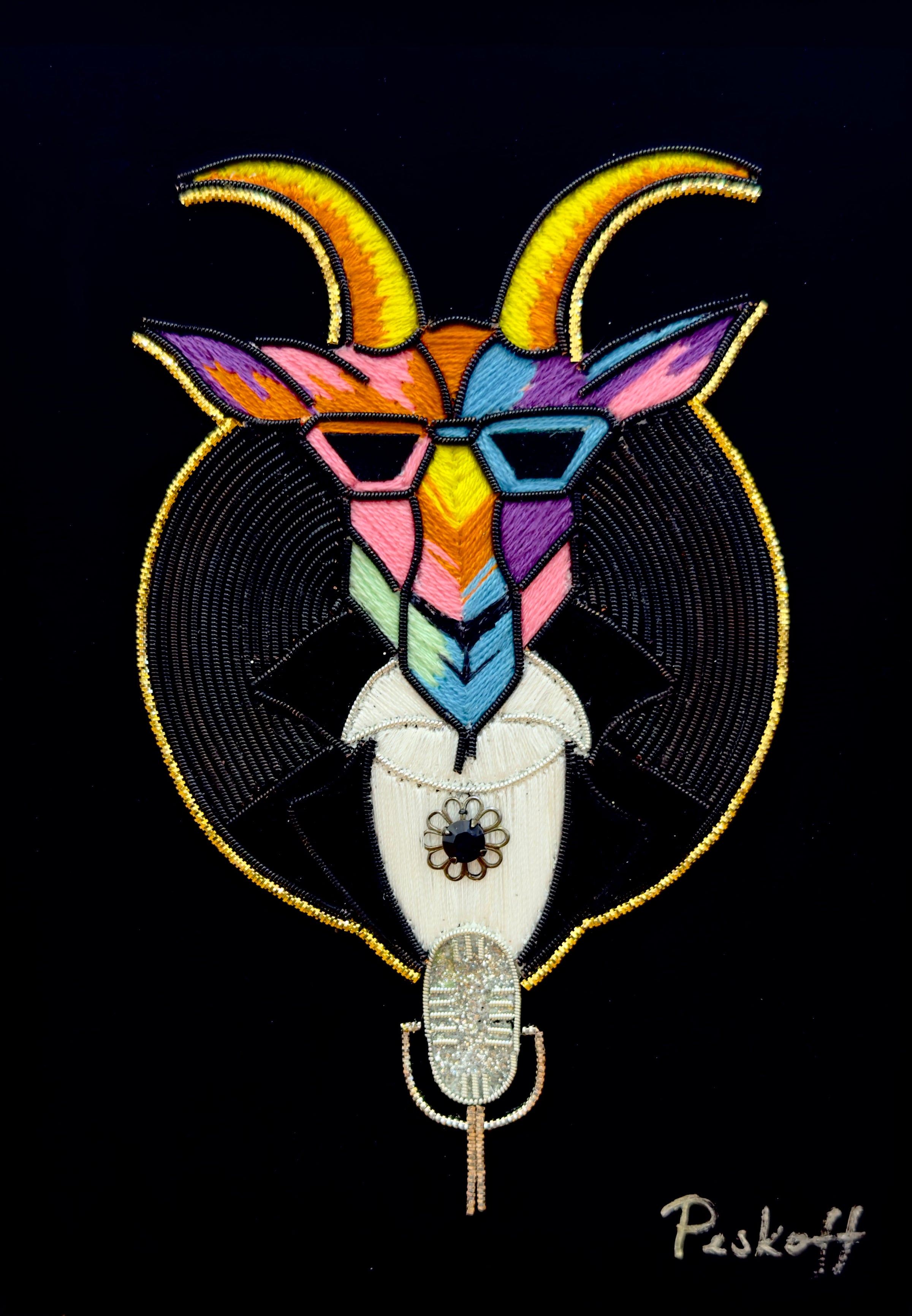 Zodiac Goat - Embroidery on Canvas