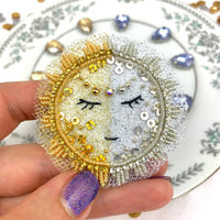"Sun & Moon" - Magnetic Embroidered Pin
