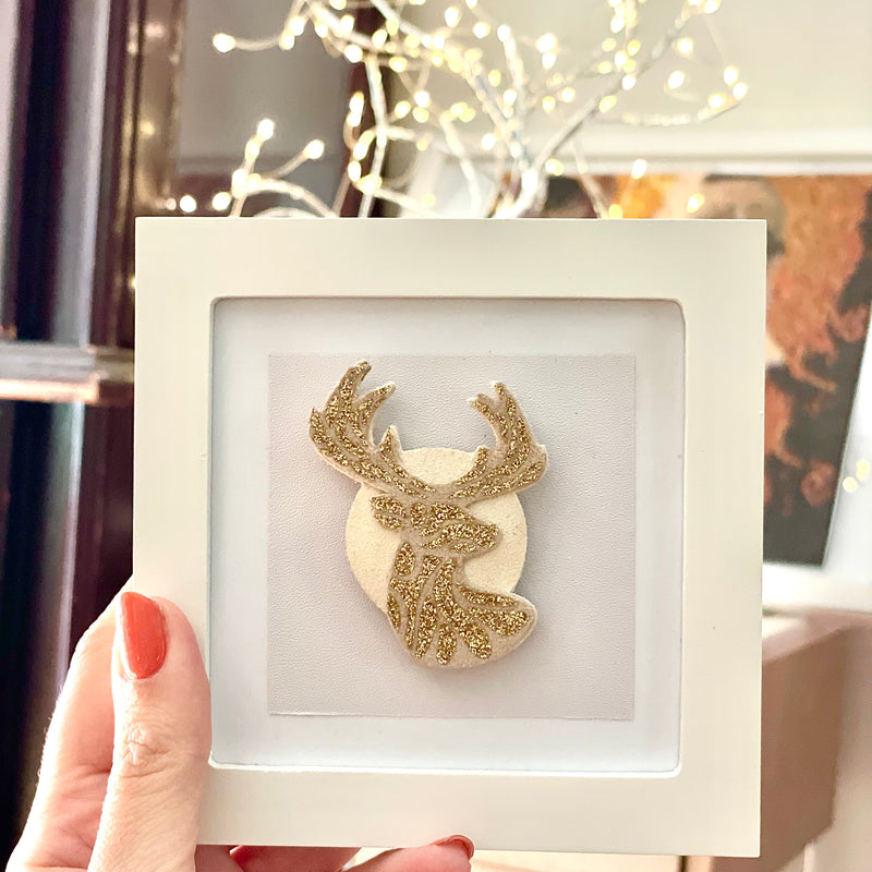 "Golden Deer" - Textile Magnetic Pin