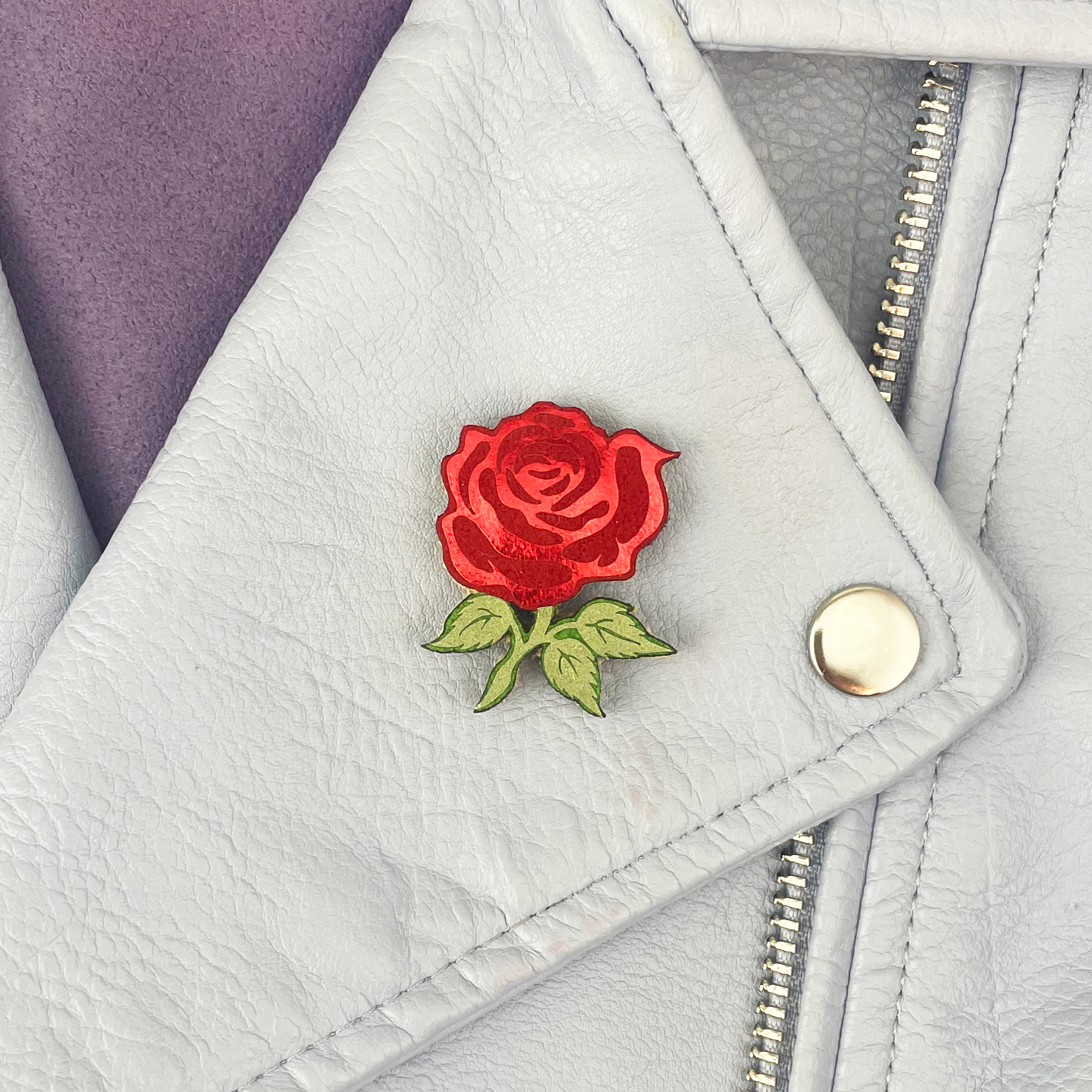 "Red Rose" - Magnetic Textile Pin