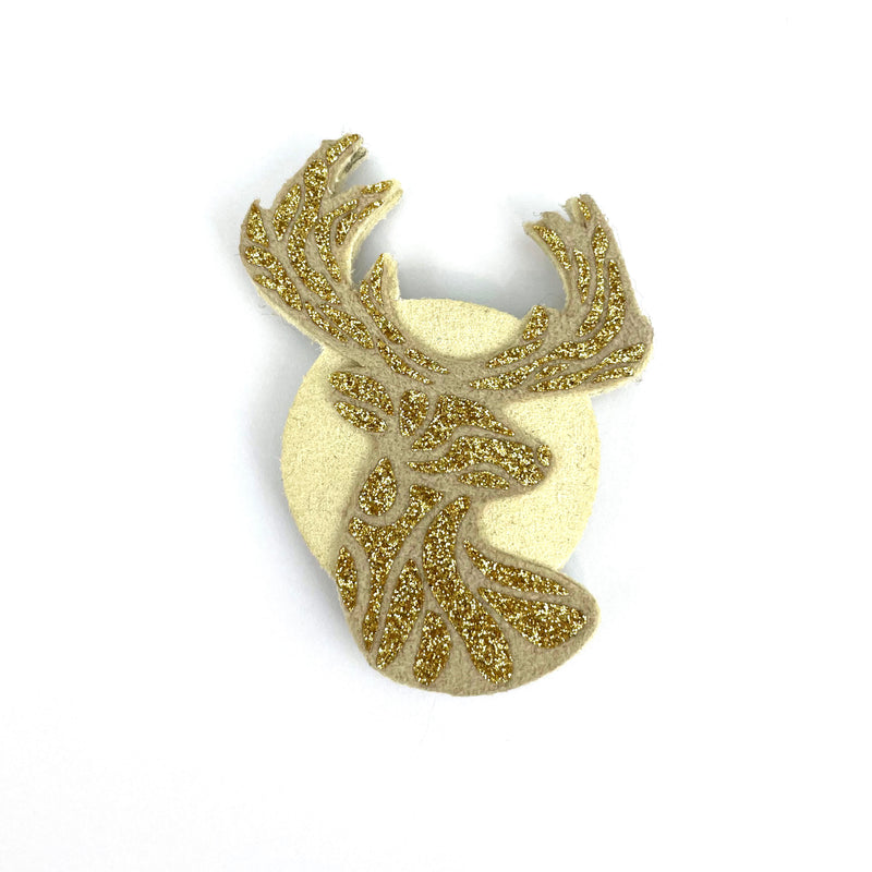 "Golden Deer" - Textile Magnetic Pin