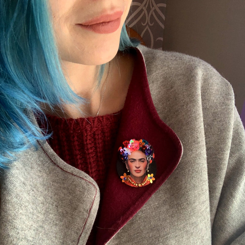 "Frida" - Magnetic Embroidered Pin